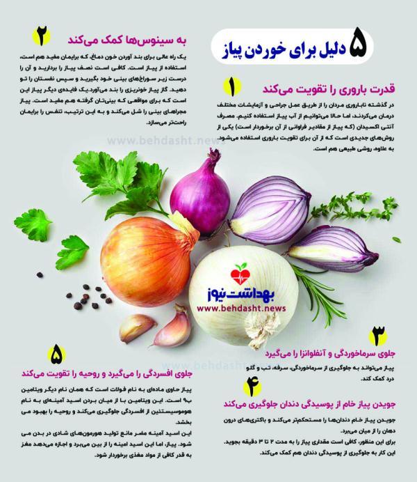 اینفوگرافی، 5 دلیل مهم برای خوردن پیاز اینفوگرافی، 5 علت مهم برای خوردن پیاز